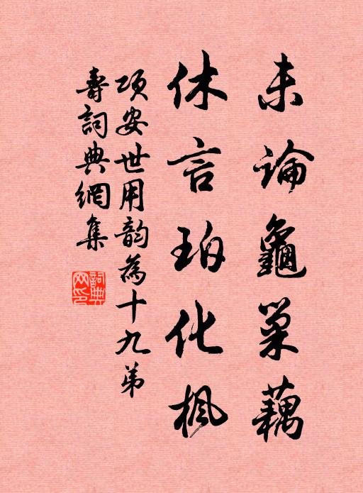 项安世未论龟巢藕，休言珀化枫书法作品欣赏