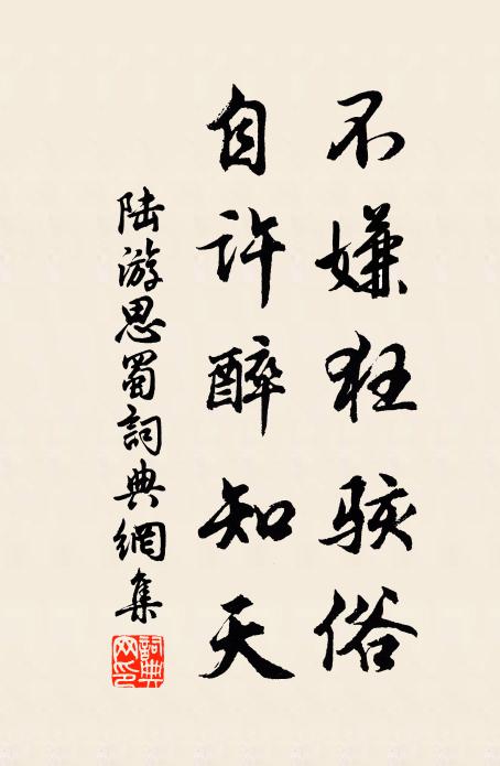 陆游不嫌狂骇俗，自许醉知天书法作品欣赏