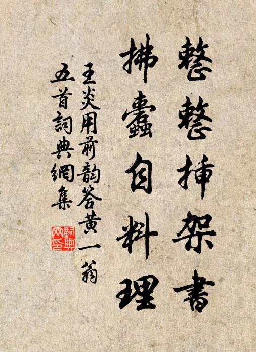 王炎整整插架书，拂蠹自料理书法作品欣赏