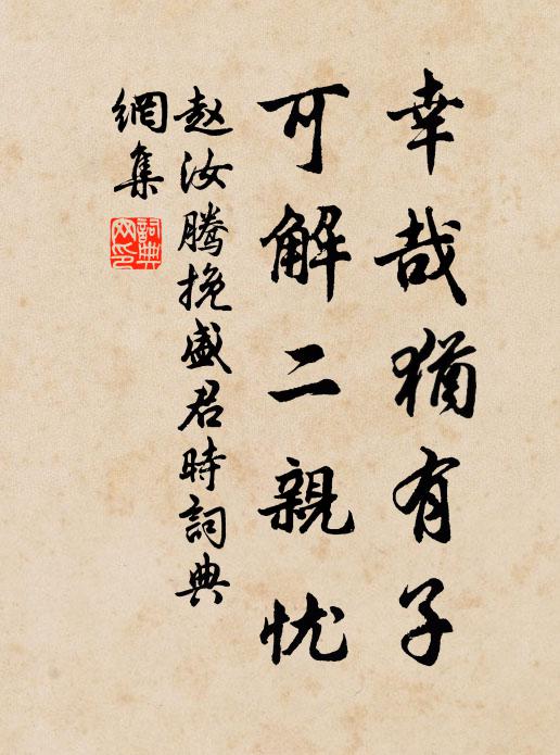 赵汝腾幸哉犹有子，可解二亲忧书法作品欣赏