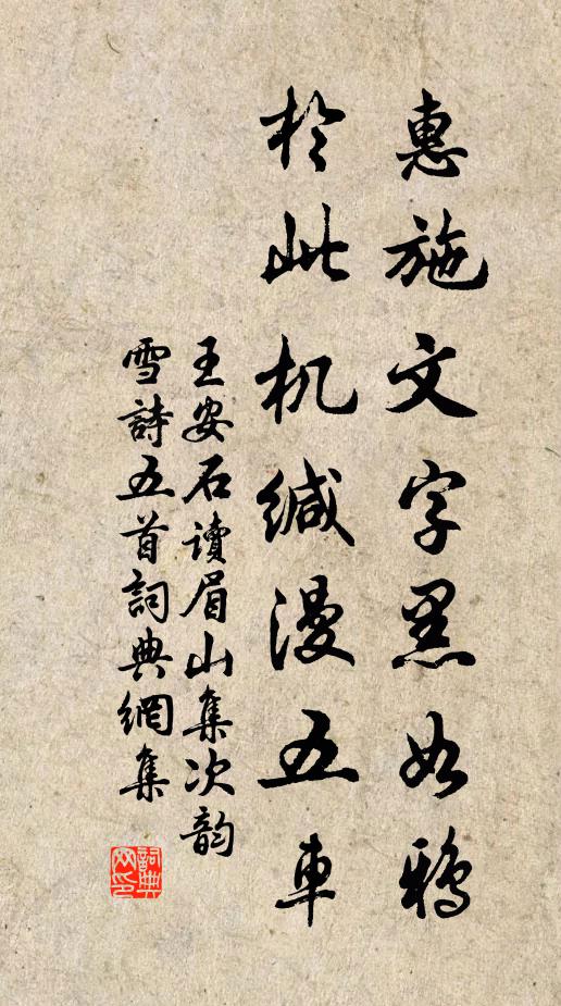 王安石惠施文字黑如鸦，於此机缄漫五车书法作品欣赏