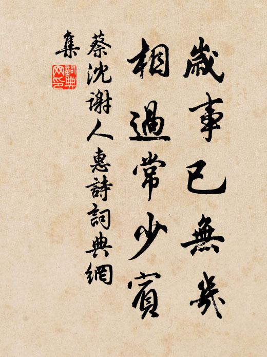 蔡沈岁事已无几，相过常少宾书法作品欣赏