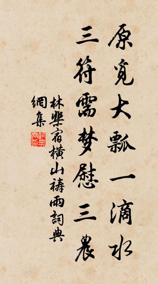 林棐原觅大瓢一滴水，三符需梦慰三农书法作品欣赏