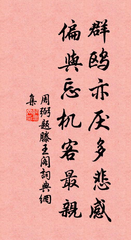 周弼群鸥亦厌多悲感，偏与忘机客最亲书法作品欣赏