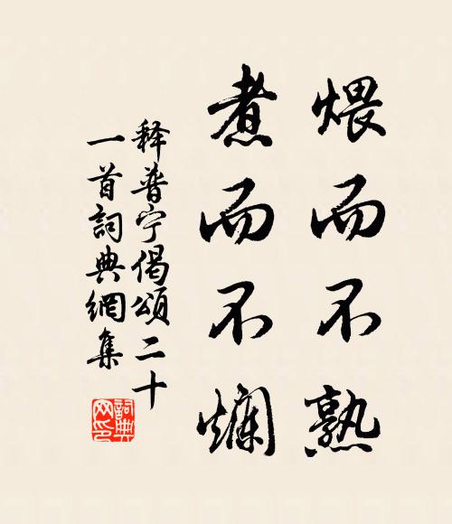 释普宁煨而不熟，煮而不烂书法作品欣赏