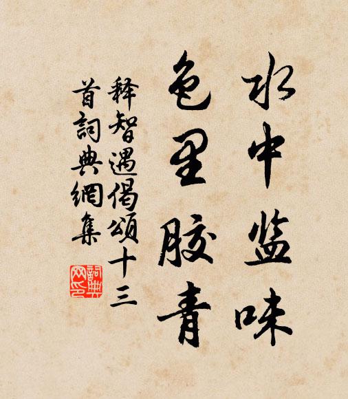 释智遇水中监味，色里胶青书法作品欣赏