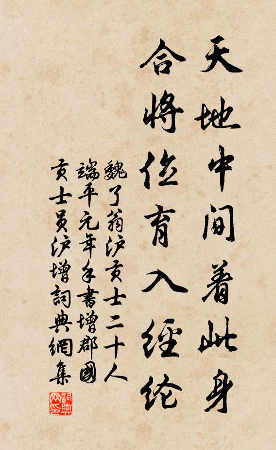 魏了翁天地中间着此身，合将位育入经纶书法作品欣赏