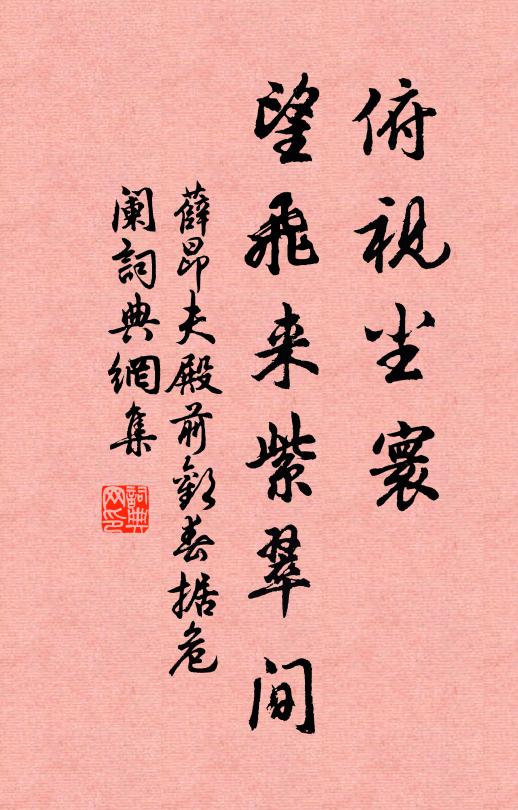 薛昂夫俯视尘寰,望飞来紫翠间书法作品欣赏