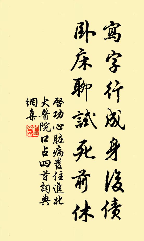 启功写字行成身后债，卧床聊试死前休书法作品欣赏