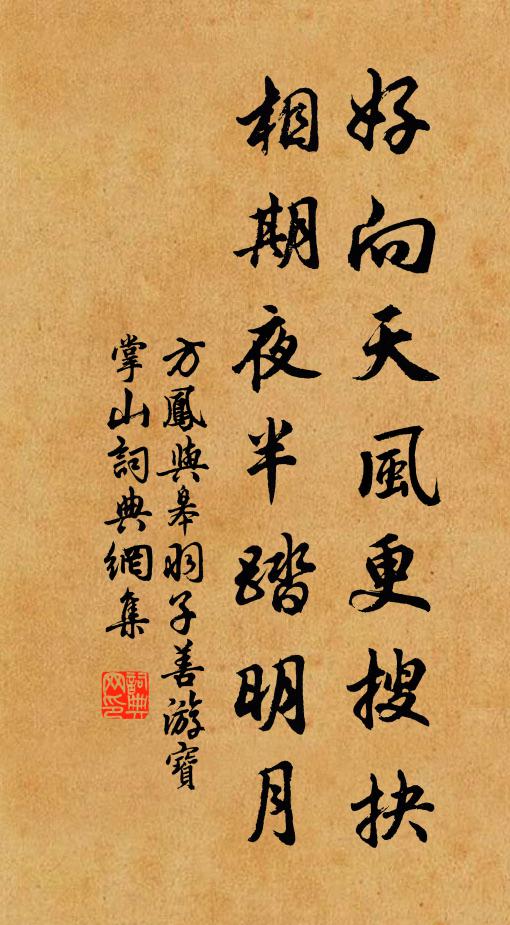方凤好向天风更搜抉，相期夜半踏明月书法作品欣赏