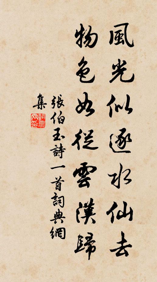 张伯玉风光似逐水仙去，物色如从云汉归书法作品欣赏