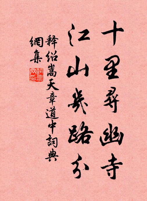释绍嵩十里寻幽寺，江山几路分书法作品欣赏