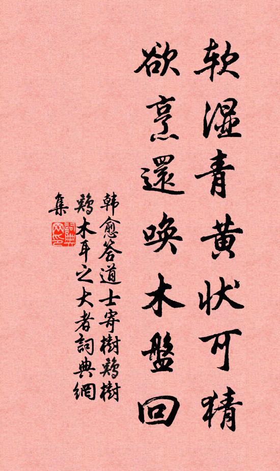 韩愈软湿青黄状可猜，欲烹还唤木盘回书法作品欣赏
