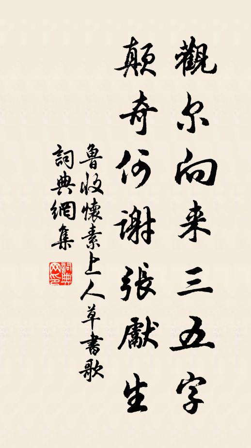 鲁收观尔向来三五字，颠奇何谢张先生书法作品欣赏