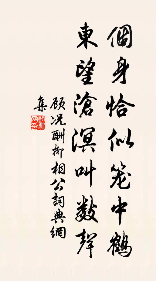顾况个身恰似笼中鹤，东望沧溟叫数声书法作品欣赏
