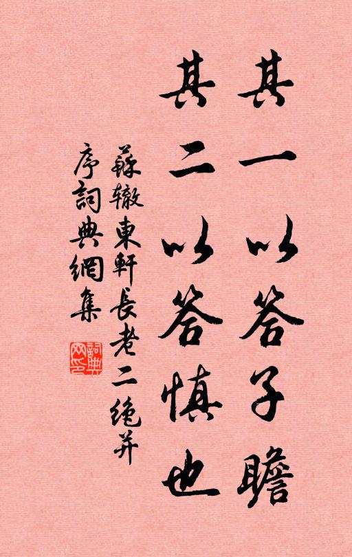 苏辙其一以答子瞻,其二以答慎也书法作品欣赏