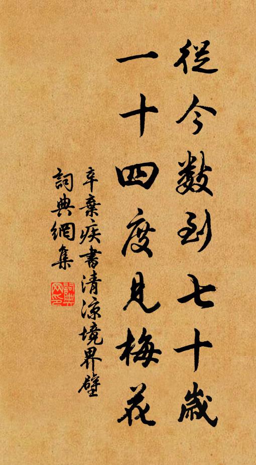 辛弃疾从今数到七十岁，一十四度见梅花书法作品欣赏