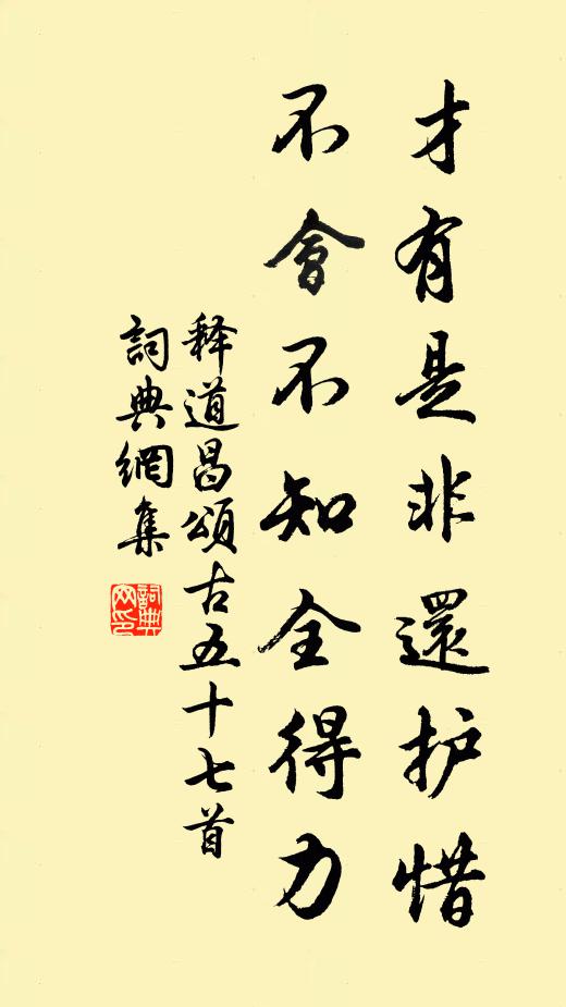释道昌才有是非还护惜，不会不知全得力书法作品欣赏