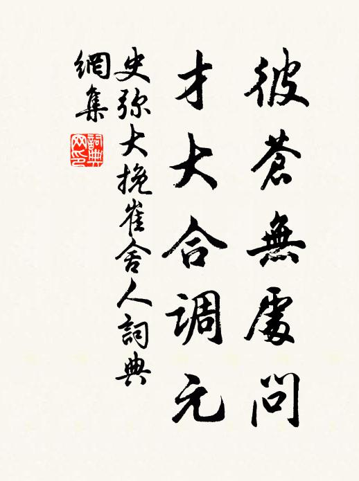 史弥大彼苍无处问，才大合调元书法作品欣赏
