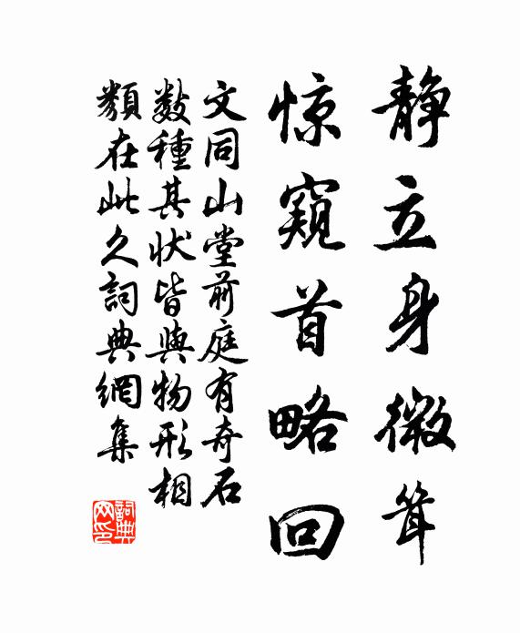 文同静立身微耸，惊窥首略回书法作品欣赏