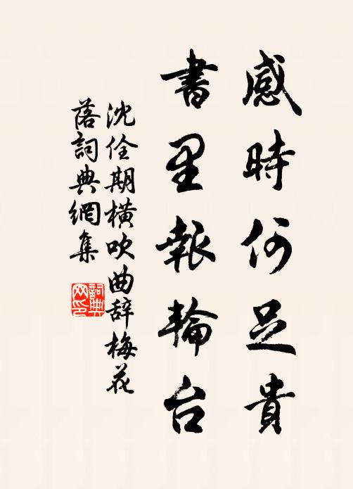 沈佺期感时何足贵，书里报轮台书法作品欣赏