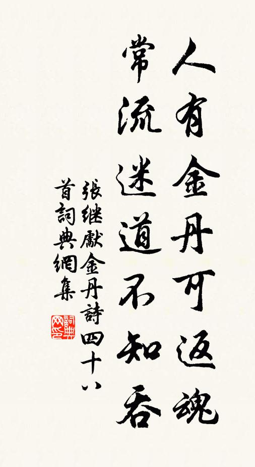 张继先人有金丹可返魂，常流迷道不知吞书法作品欣赏