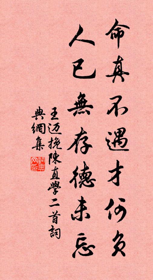 王迈命真不遇才何负，人已无存德未忘书法作品欣赏