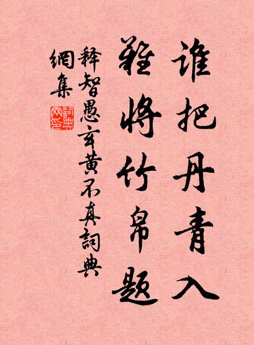 释智愚谁把丹青入，难将竹帛题书法作品欣赏