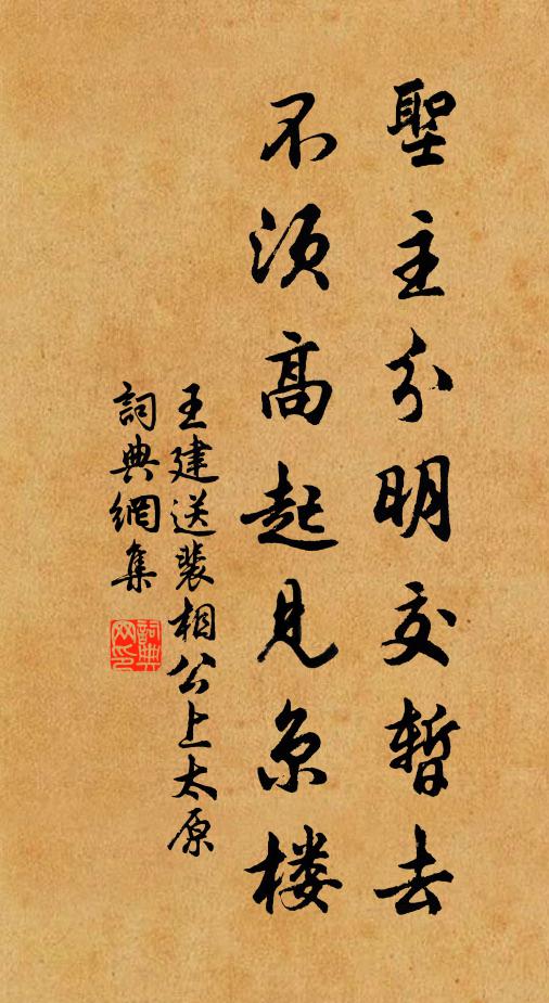 王建圣主分明交暂去，不须高起见京楼书法作品欣赏