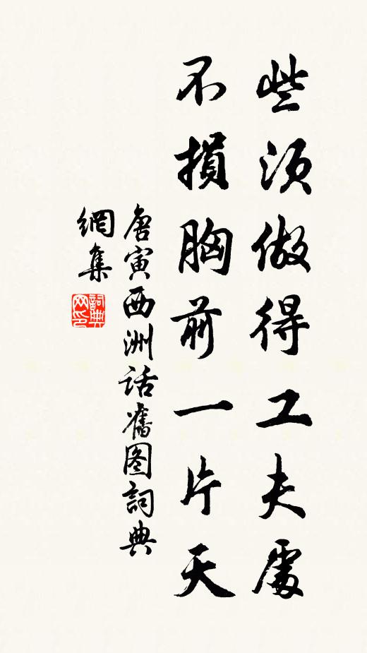 唐寅些须做得工夫处，不损胸前一片天书法作品欣赏