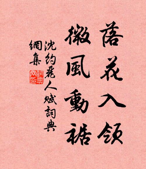 沈约落花入领，微风动裾书法作品欣赏