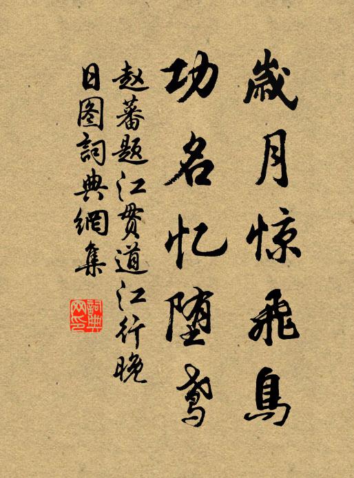 赵蕃岁月惊飞鸟，功名忆堕鸢书法作品欣赏
