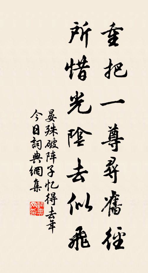 晏殊重把一尊寻旧径，所惜光阴去似飞书法作品欣赏