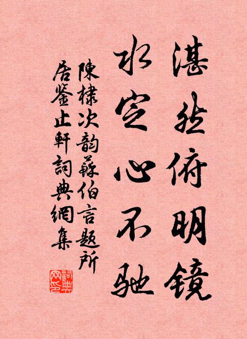 陈棣湛然俯明镜，水定心不驰书法作品欣赏