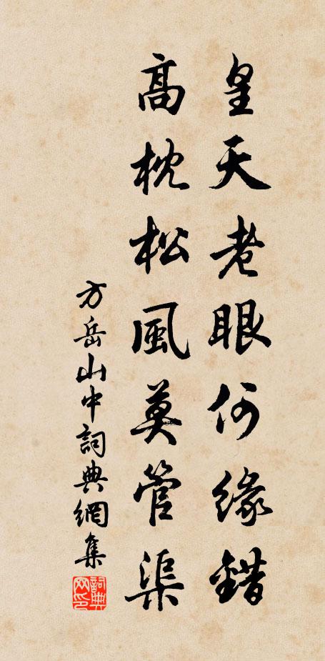 方岳皇天老眼何缘错，高枕松风莫管渠书法作品欣赏