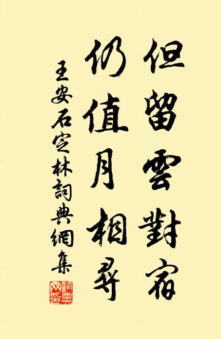 王安石但留云对宿，仍值月相寻书法作品欣赏