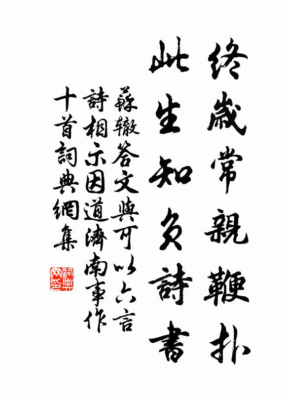 苏辙终岁常亲鞭扑，此生知负诗书书法作品欣赏
