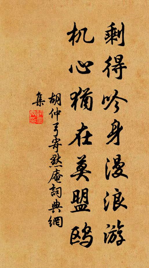 胡仲弓剩得吟身漫浪游，机心犹在莫盟鸥书法作品欣赏