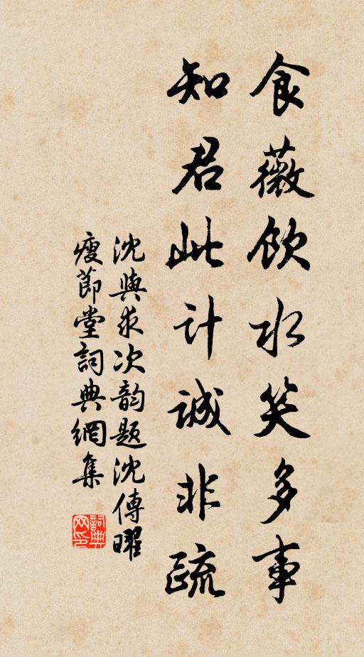沈与求食薇饮水笑多事，知君此计诚非疏书法作品欣赏