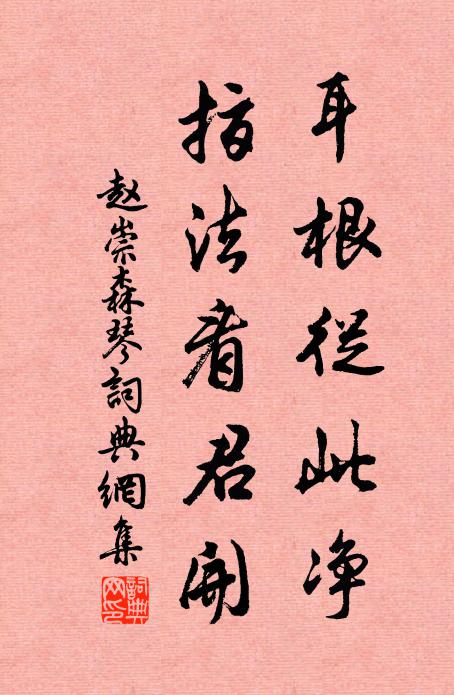 赵崇森耳根从此净，指法看君开书法作品欣赏