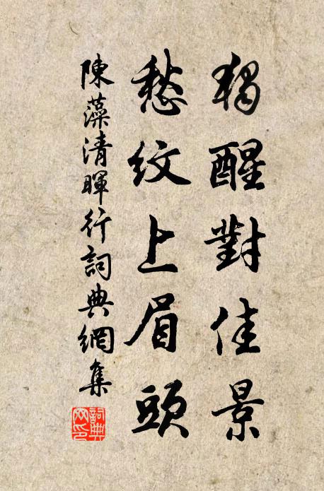 陈藻独醒对佳景，愁纹上眉头书法作品欣赏