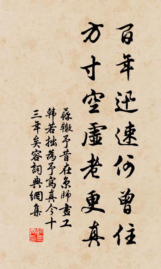苏辙百年迅速何曾住，方寸空虚老更真书法作品欣赏