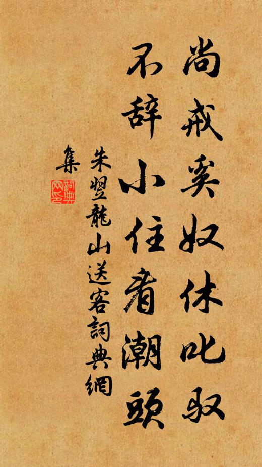 朱翌尚戒奚奴休叱驭，不辞小住看潮头书法作品欣赏