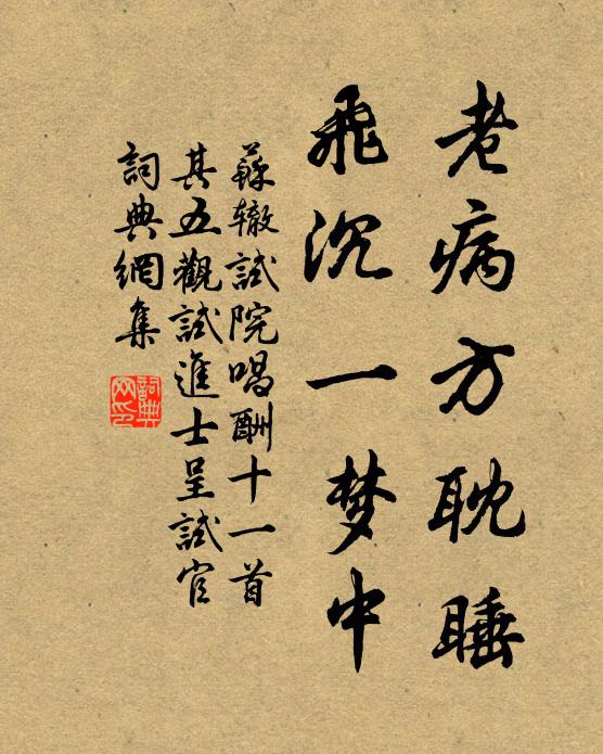 苏辙老病方耽睡，飞沉一梦中书法作品欣赏