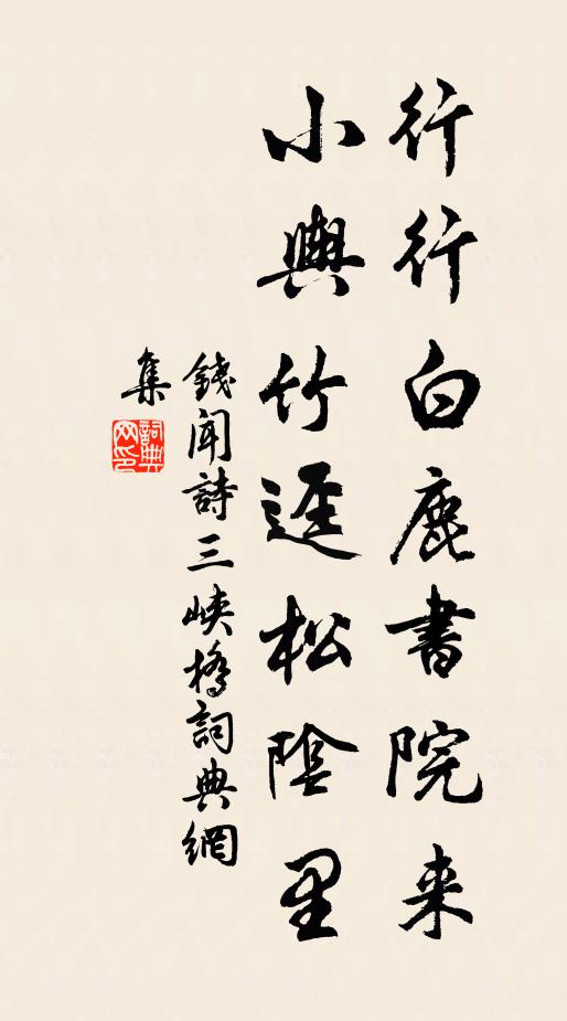 钱闻诗行行白鹿书院来，小舆竹迳松阴里书法作品欣赏