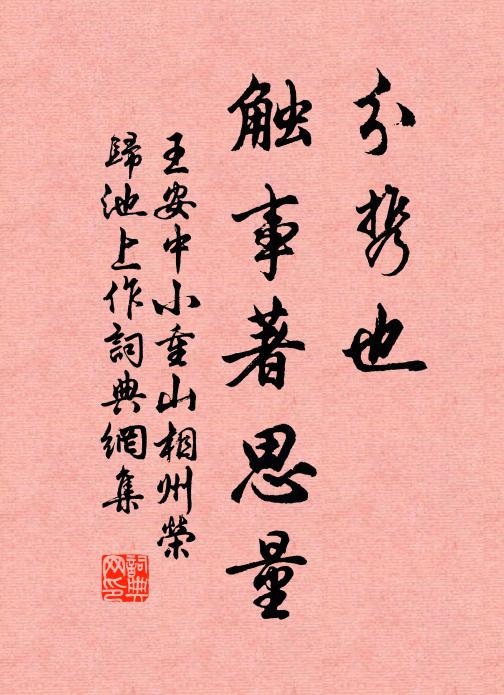 王安中分携也，触事著思量书法作品欣赏