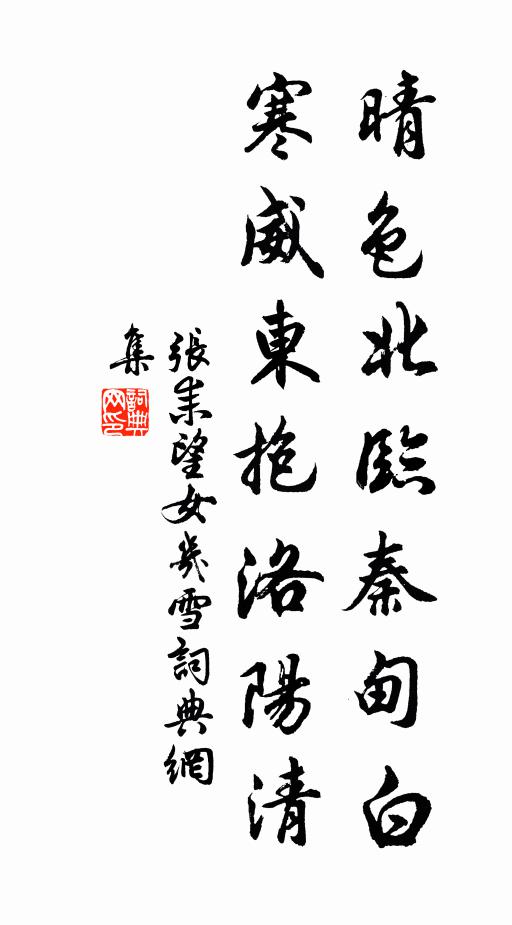 张耒晴色北临秦甸白，寒威东抱洛阳清书法作品欣赏