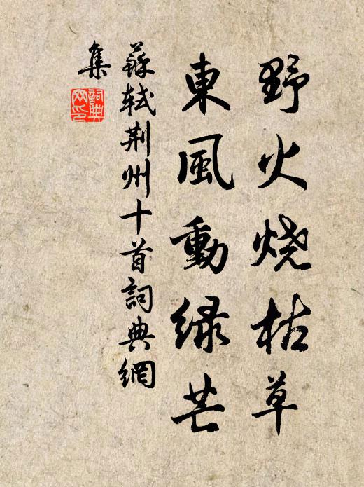 苏轼野火烧枯草，东风动绿芒书法作品欣赏