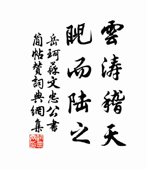岳珂云涛稽天，睨而陆之书法作品欣赏