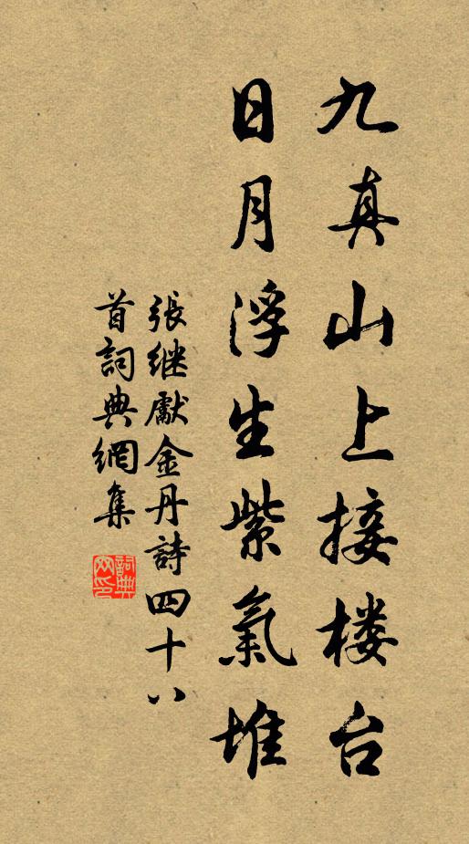 张继先九真山上接楼台，日月浮生紫气堆书法作品欣赏